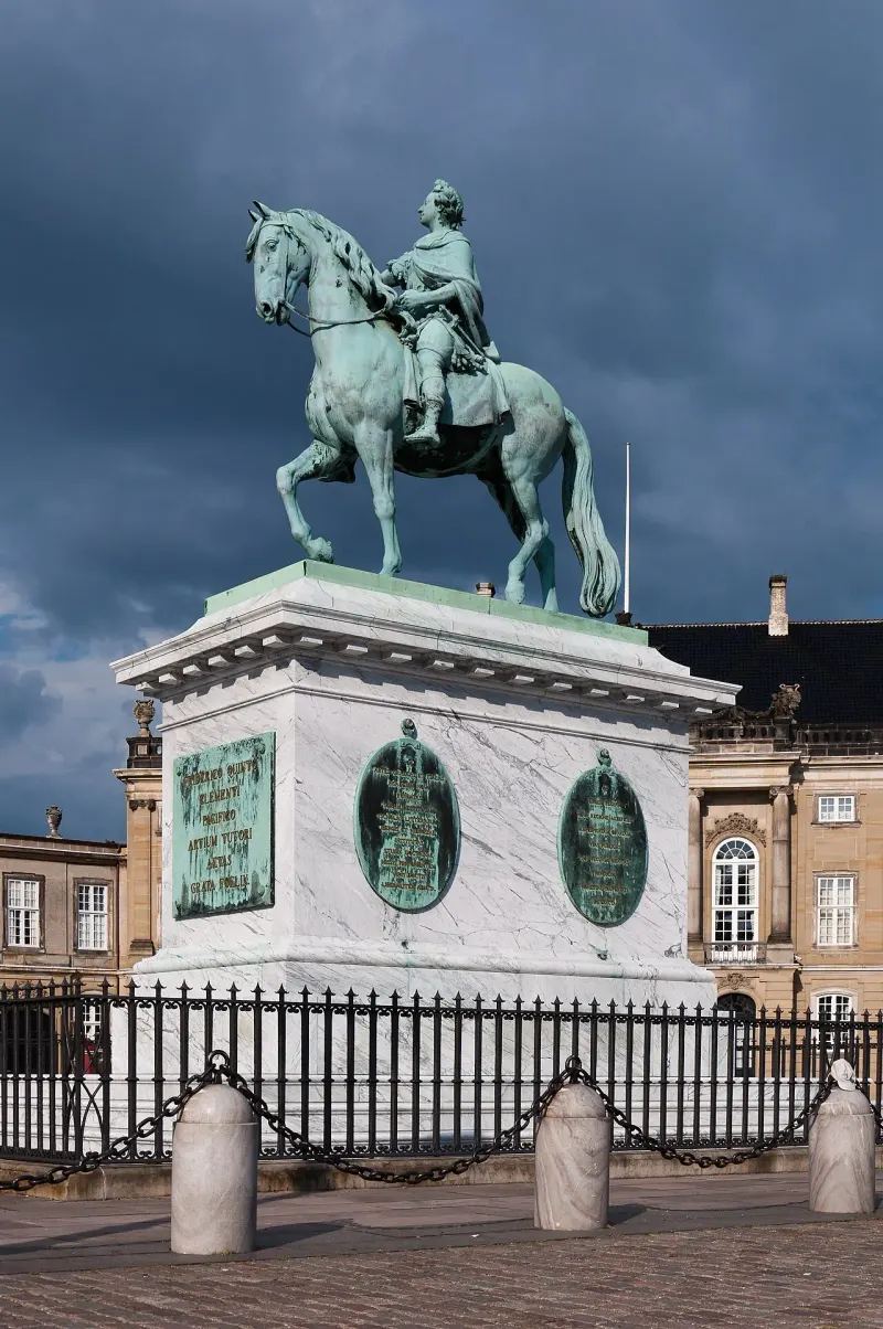 Frederik V statue at Amalienborg in Frederiksstaden